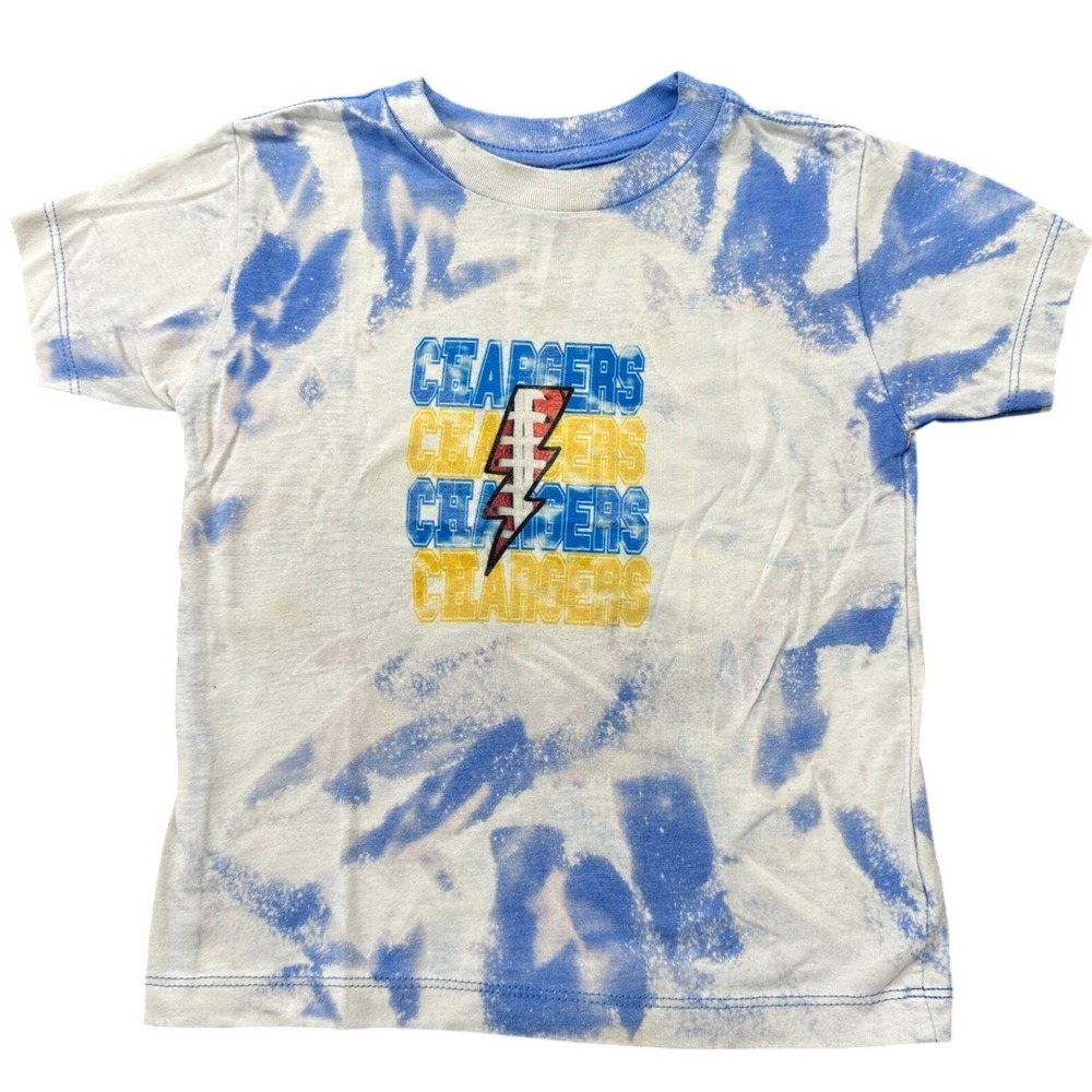 Bella + Canvas Kids Los Angeles Chargers Tie Dye T-Shirt Blue White 3T Graphic